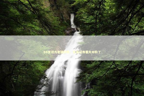 60岁范力老骥伏枥，东吴证券要大并购了